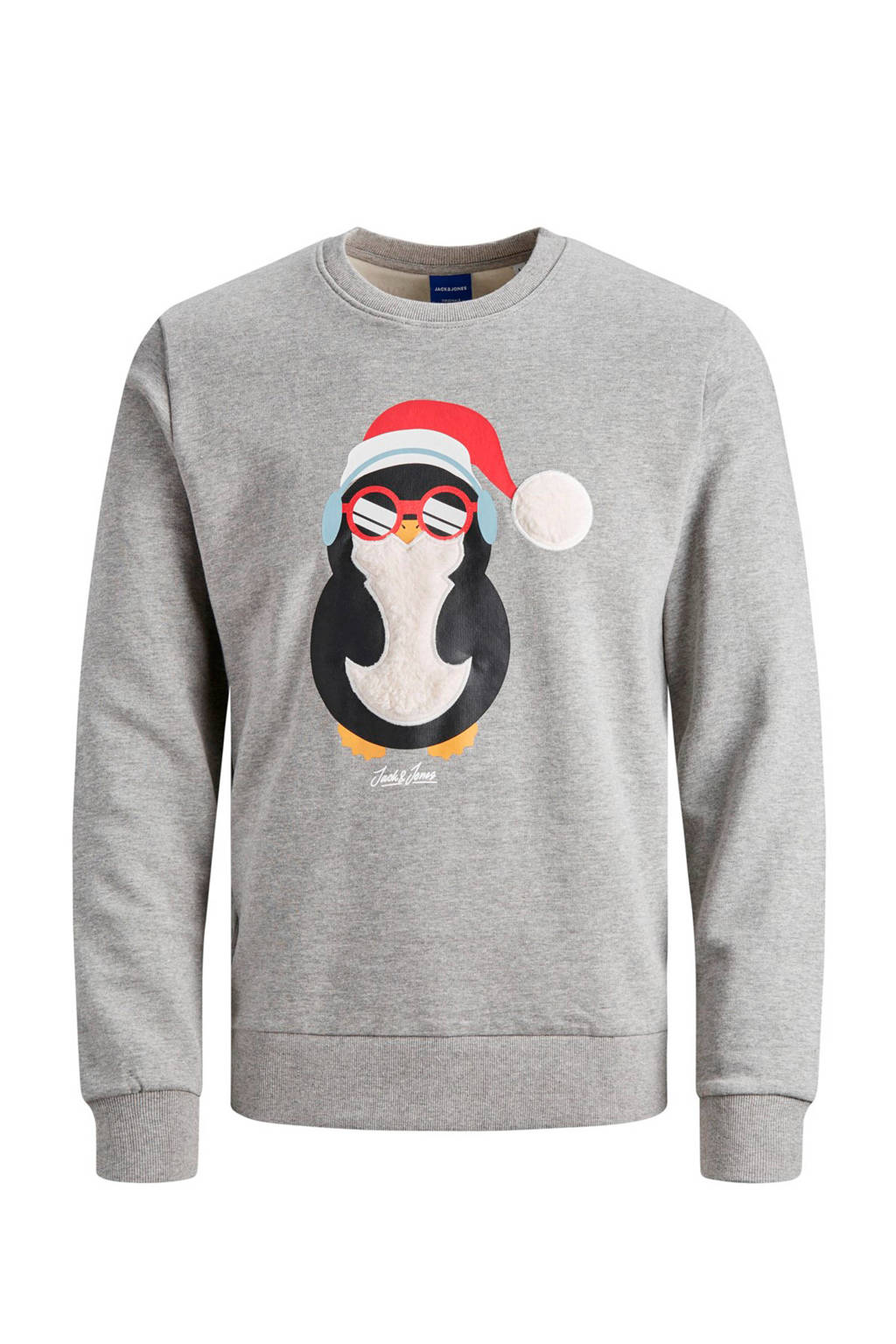 JACK & JONES ORIGINALS sweater met printopdruk grijs, Grijs