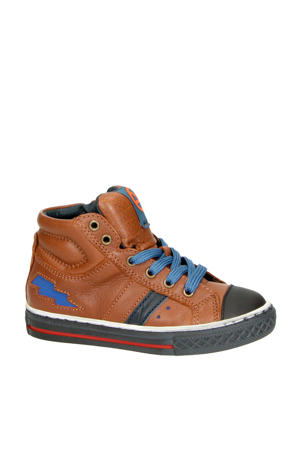 Basket 1 leren sneakers cognac/blauw