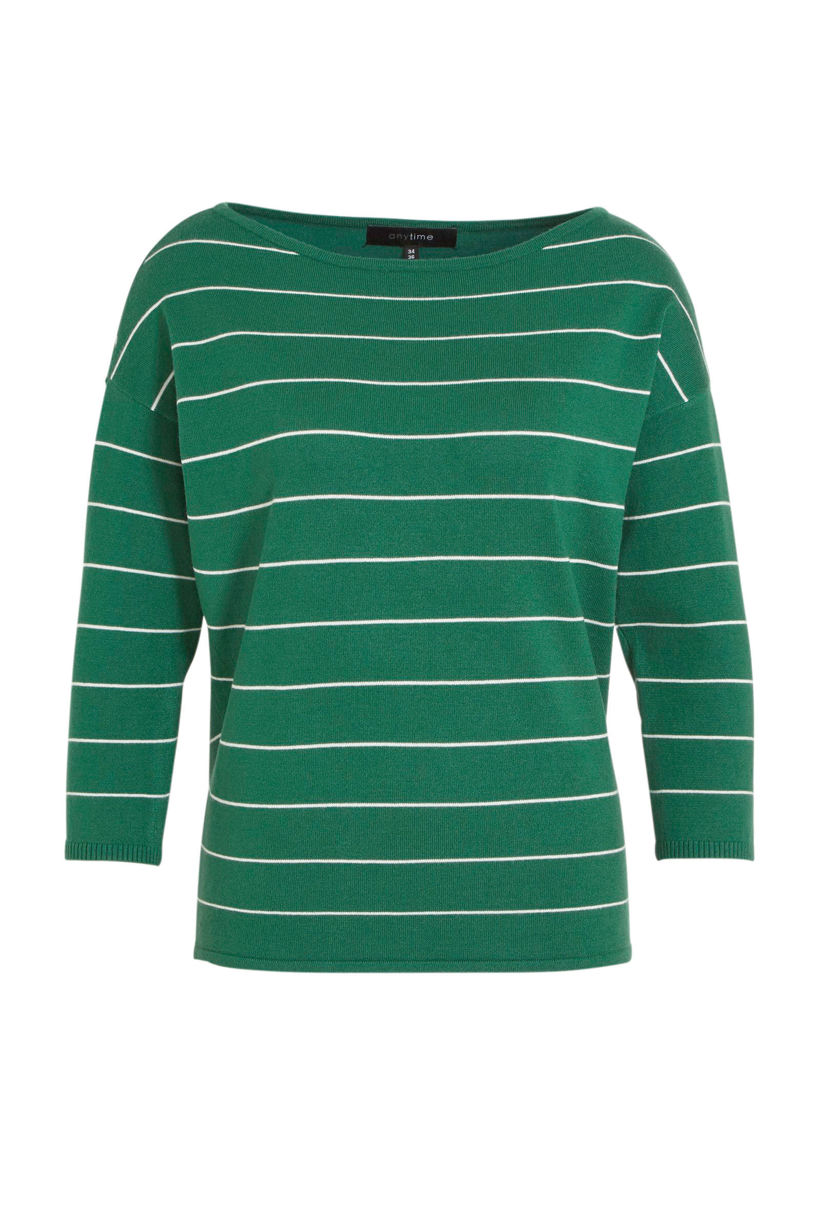 anytime trui met streep groen | wehkamp anytime trui met streep groen | wehkamp