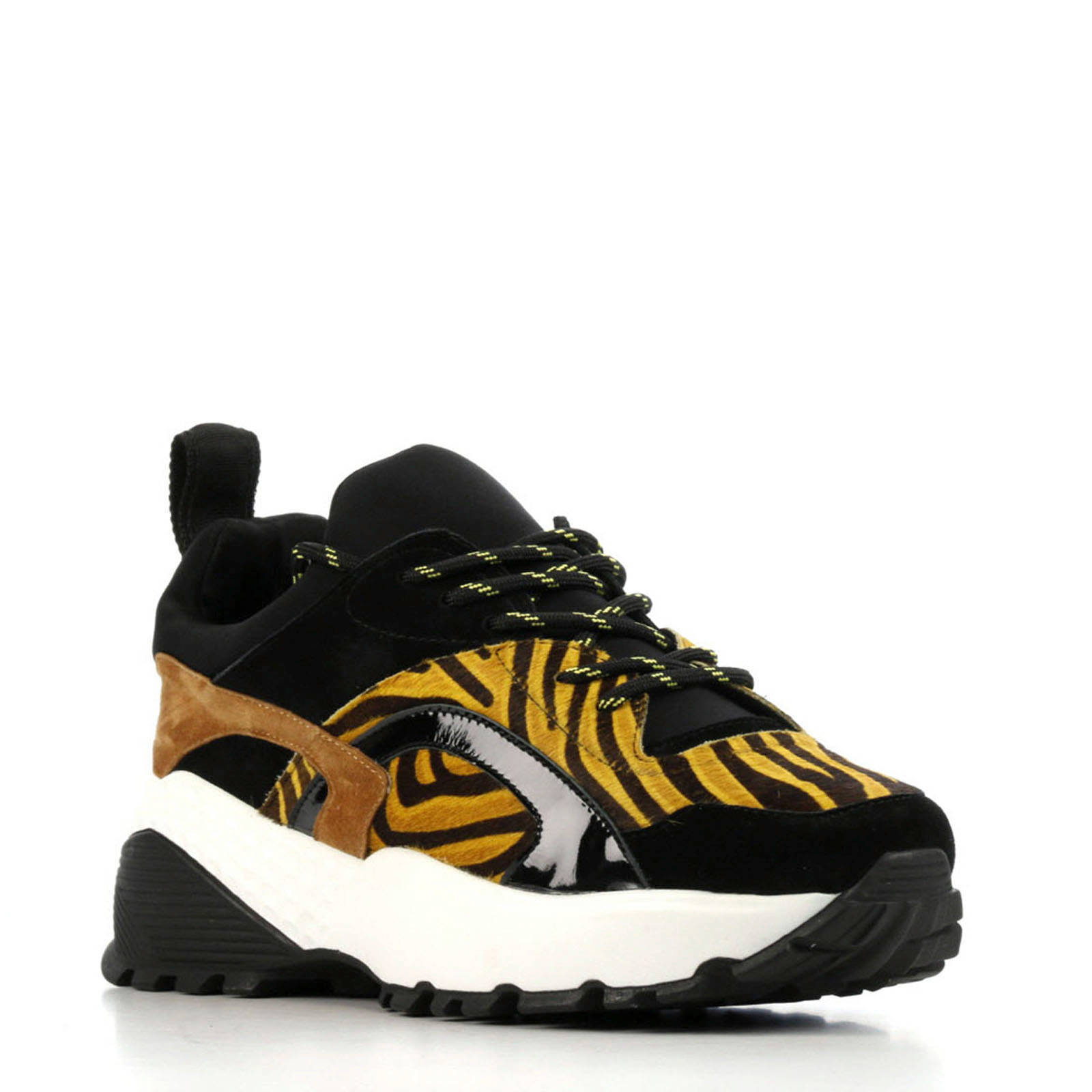 Signorini Stockholm suède sneakers zwart/panterprint | wehkamp