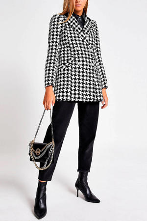 coat met pied-de-poule zwart/wit