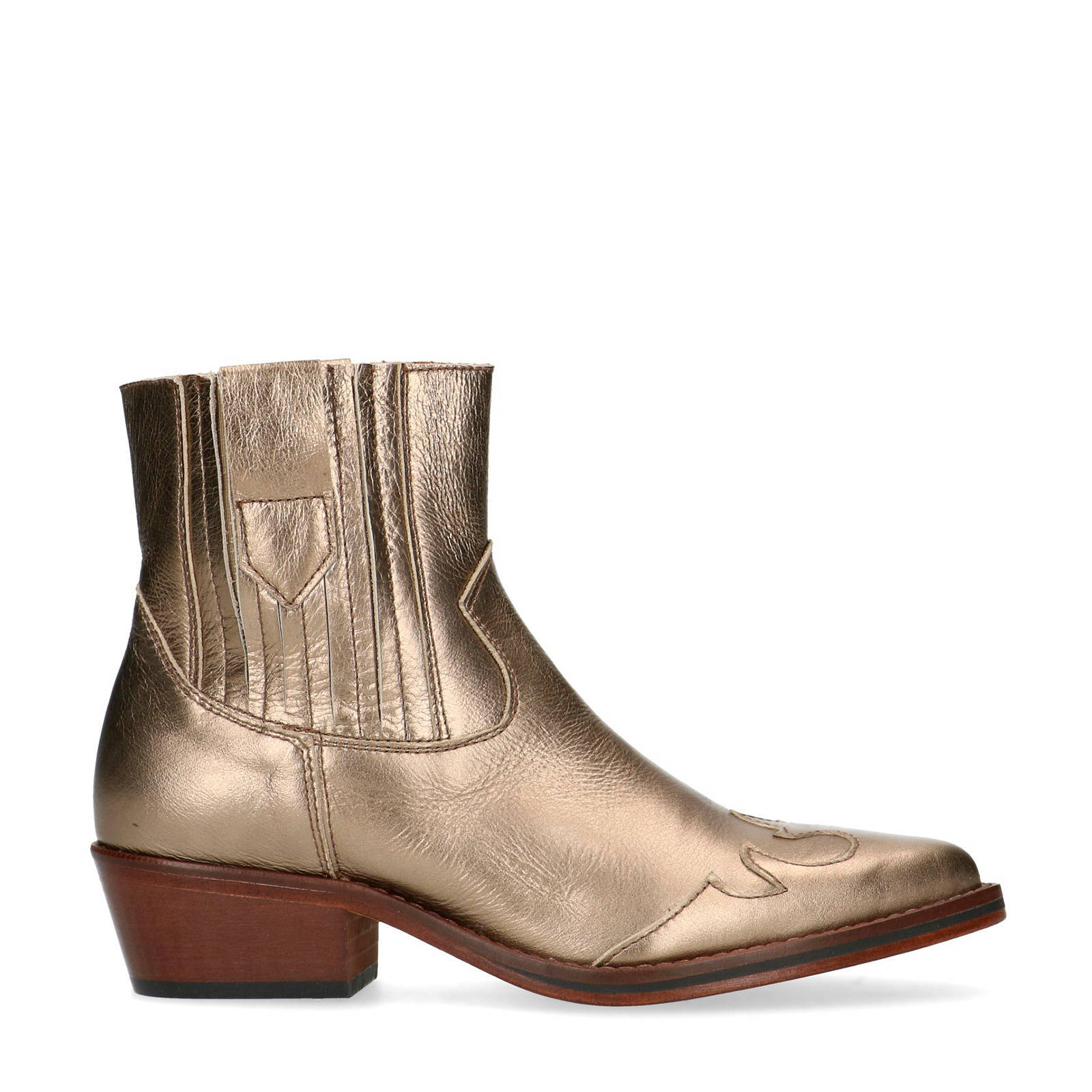 Manfield leren cowboylaarzen goud | wehkamp