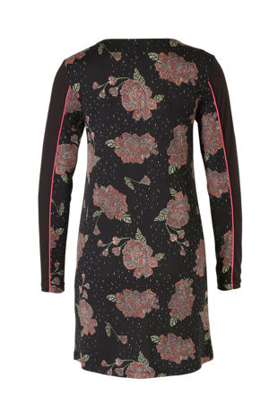 jersey jurk met contrastbies zwart