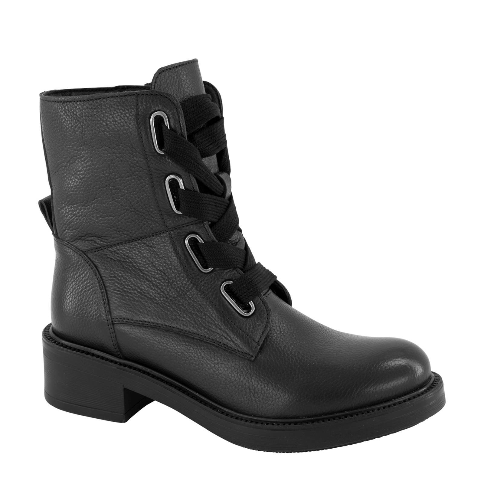 5th Avenue leren veterboots zwart - Schoenen.nl