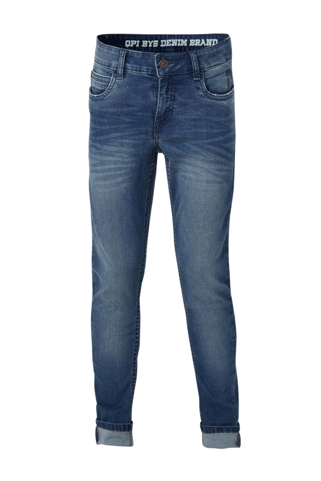 Light blue denim jongens Quapi skinny fit jeans Qjake van stretchdenim met regular waist en effen