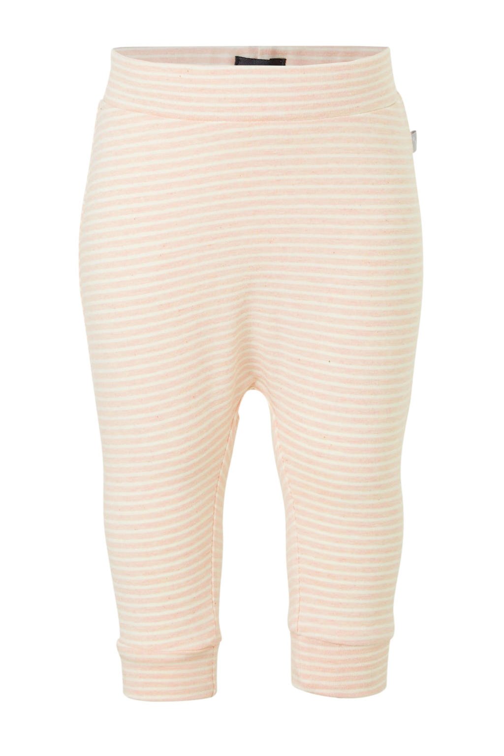 Lichtroze en witte meisjes Babyface baby gestreepte broek van stretchkatoen met elastische tailleband