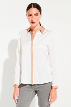 blouse met contrastbies wit