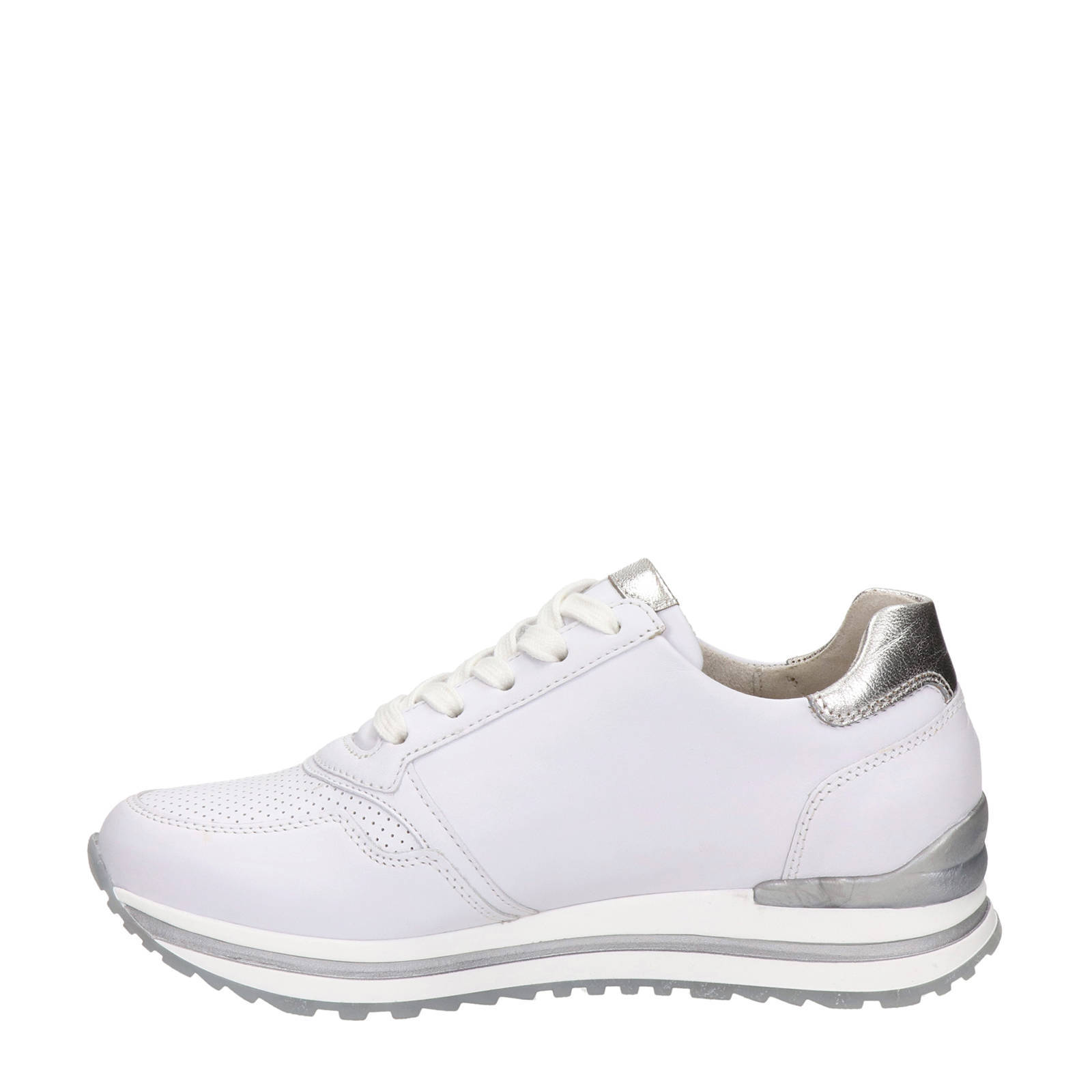 Gabor leren sneakers wit/zilver | wehkamp