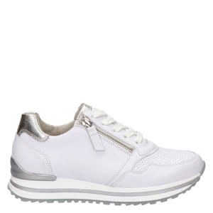 leren sneakers wit/zilver
