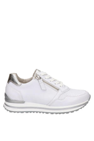 leren sneakers wit/zilver