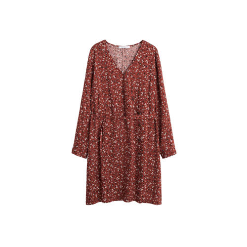 Violeta by Mango jurk met all over print en ceintuur brique Violeta by Mango jurk met all over print en ceintuur brique