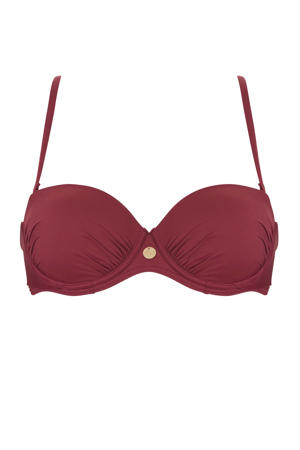 beugel bikinitop met all-over print bordeaux