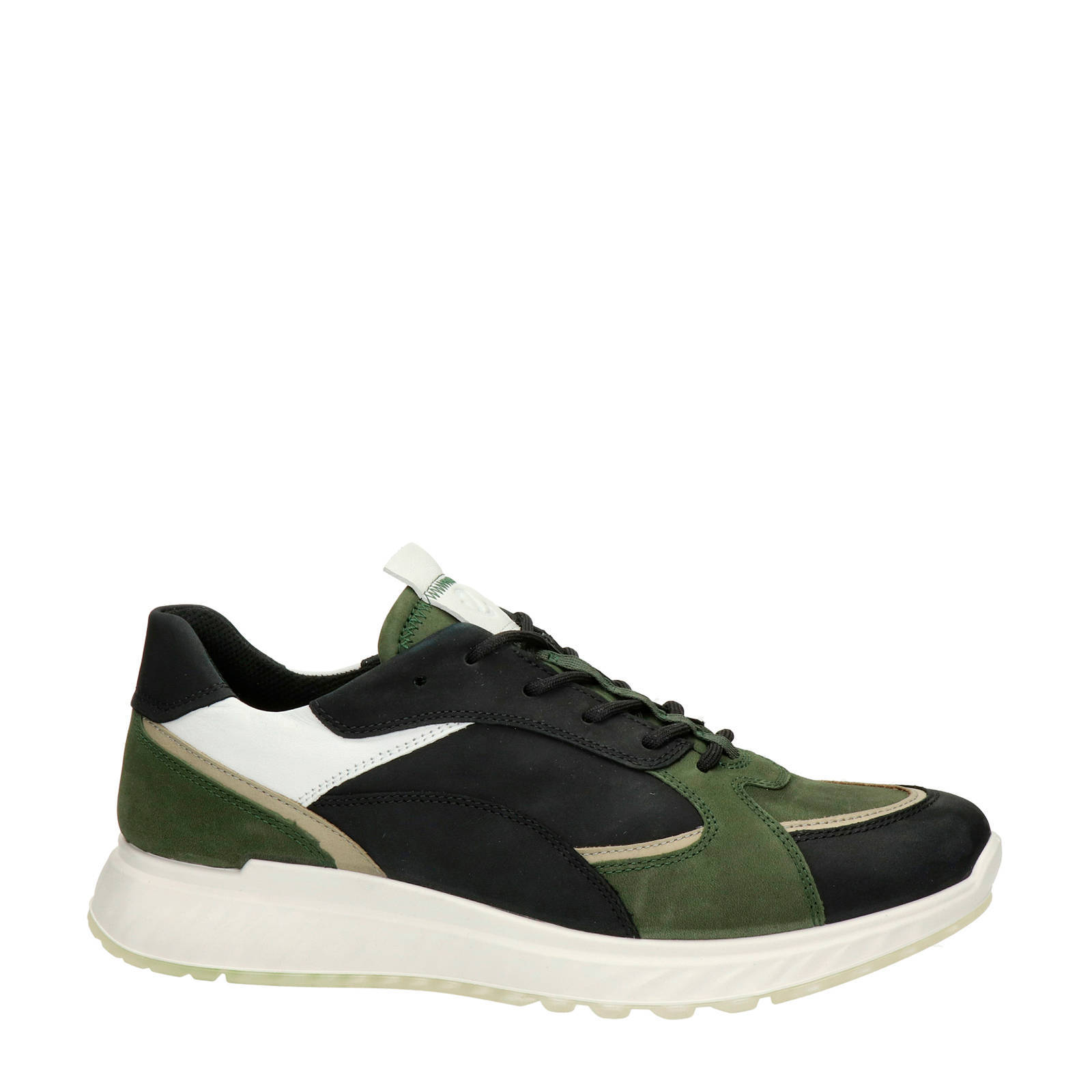 Ecco ST1 leren sneakers zwart/groen | wehkamp