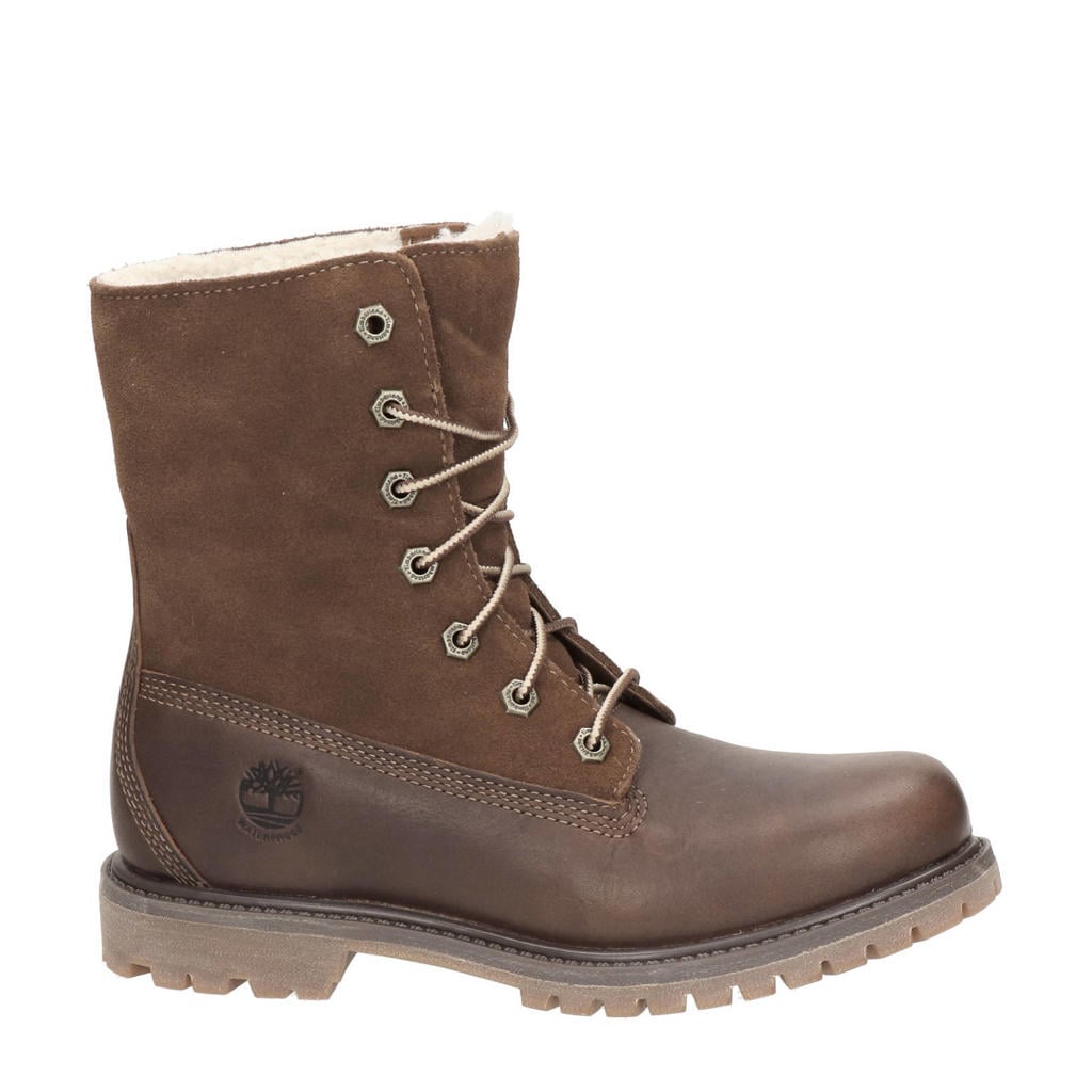 Bruine dames Timberland suède veterboots met effen