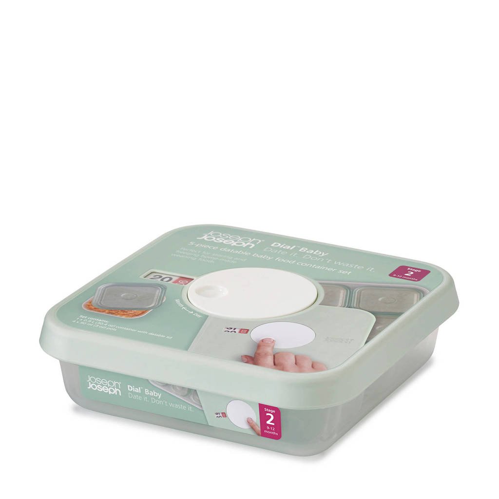 Joseph Joseph Organize Dial Babybewaarbox met Datumfrequentie Set van 5 Stuks, Mintgroen