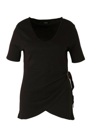 tuniek met overslag detail zwart
