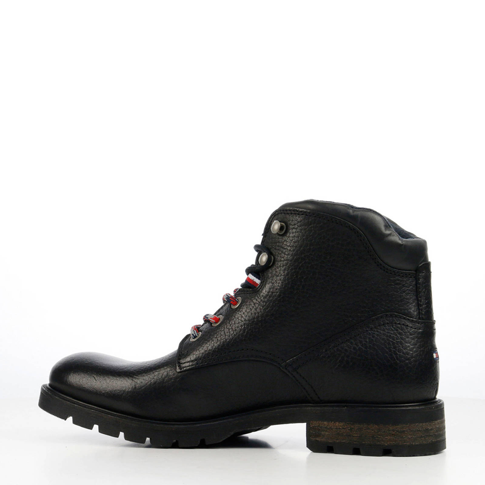 Tommy Hilfiger Winter Textured leren veterboots zwart | wehkamp