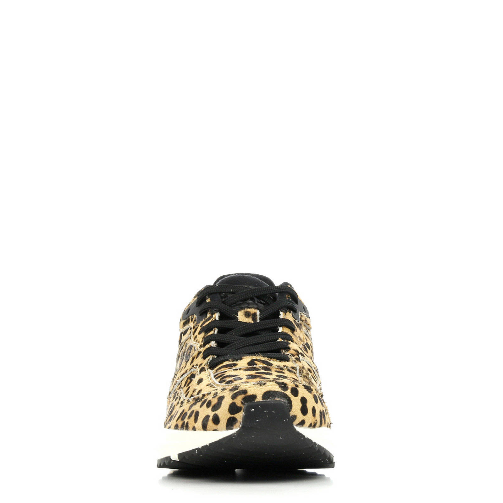 Woden Sophie Pony leren sneakers panterprint bruin | wehkamp