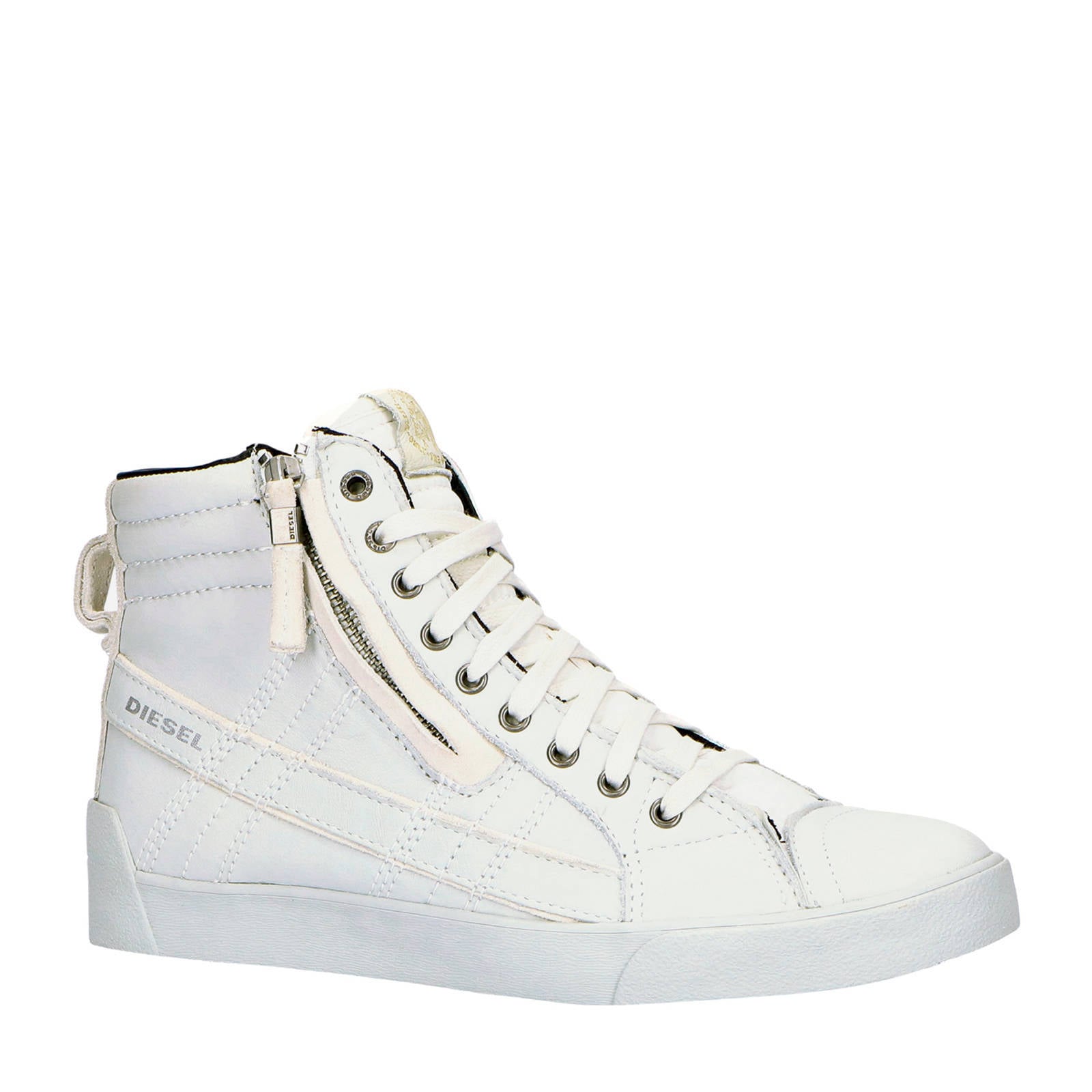 Diesel S-Clever Low leren sneakers wit/zwart - Vindjeschoen.nl