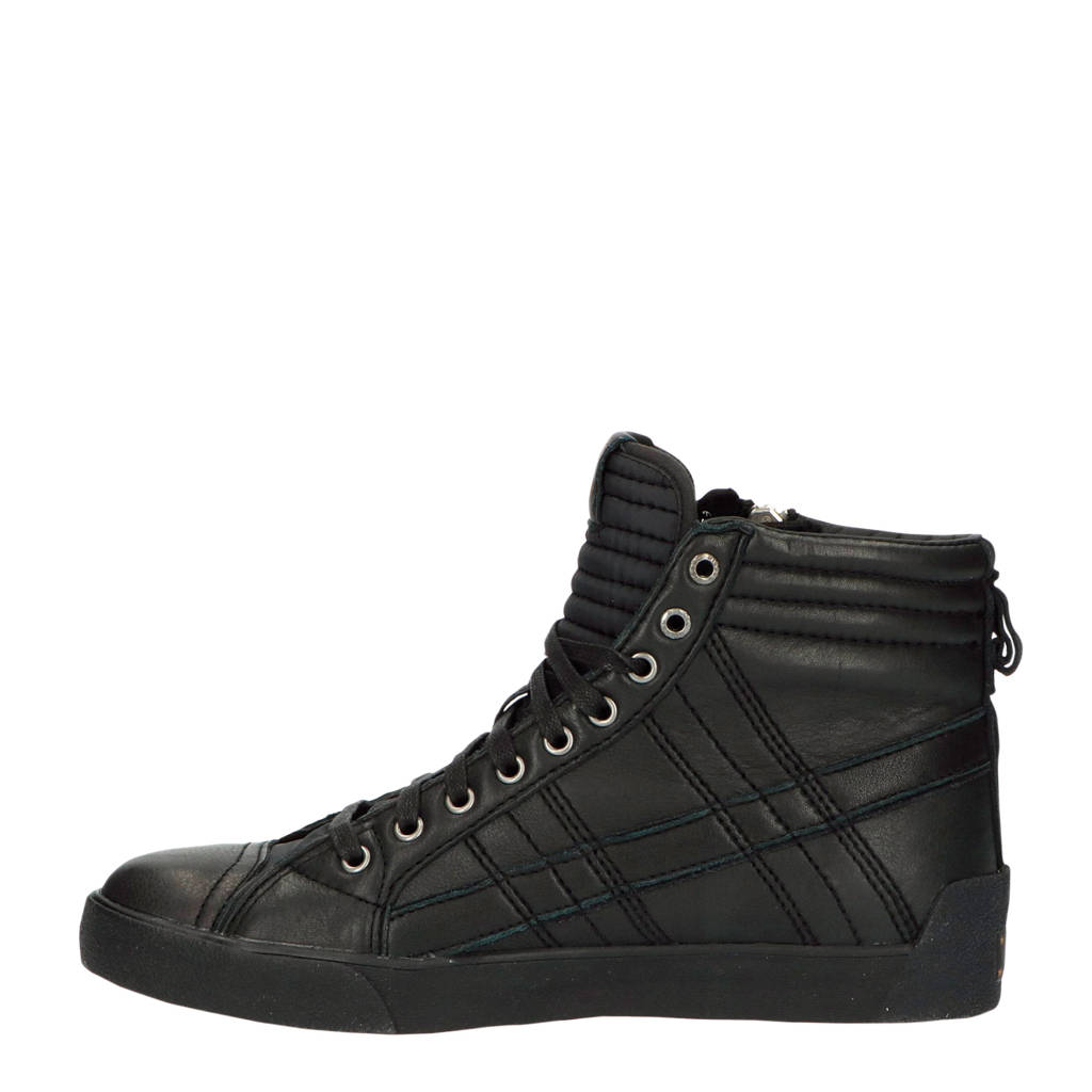 Diesel D-String Plus hoge leren sneakers zwart | wehkamp