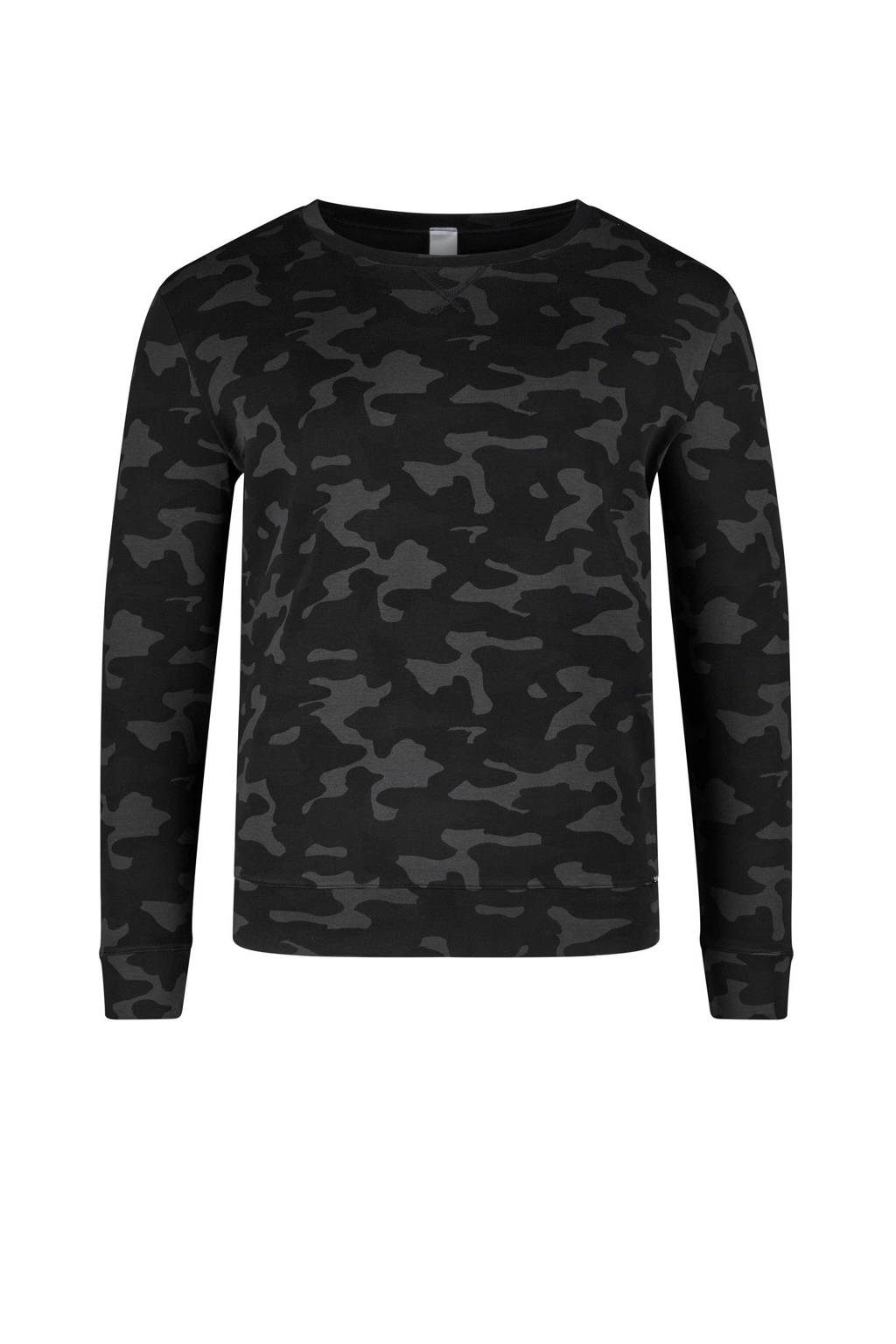 SKINY pyjamatop met camouflageprint zwart/grijs