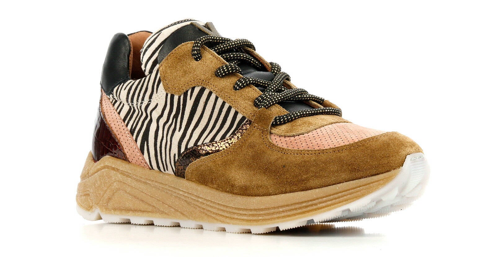 Via Vai 5308026 suède sneakers bruin/zebraprint | wehkamp