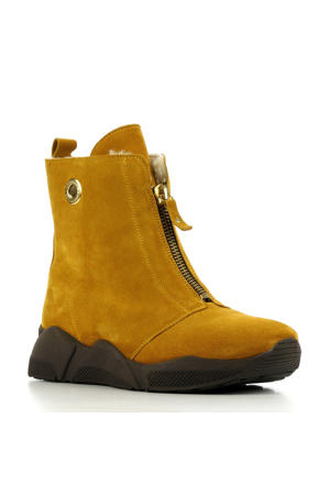22151 suède enkelboots okergeel