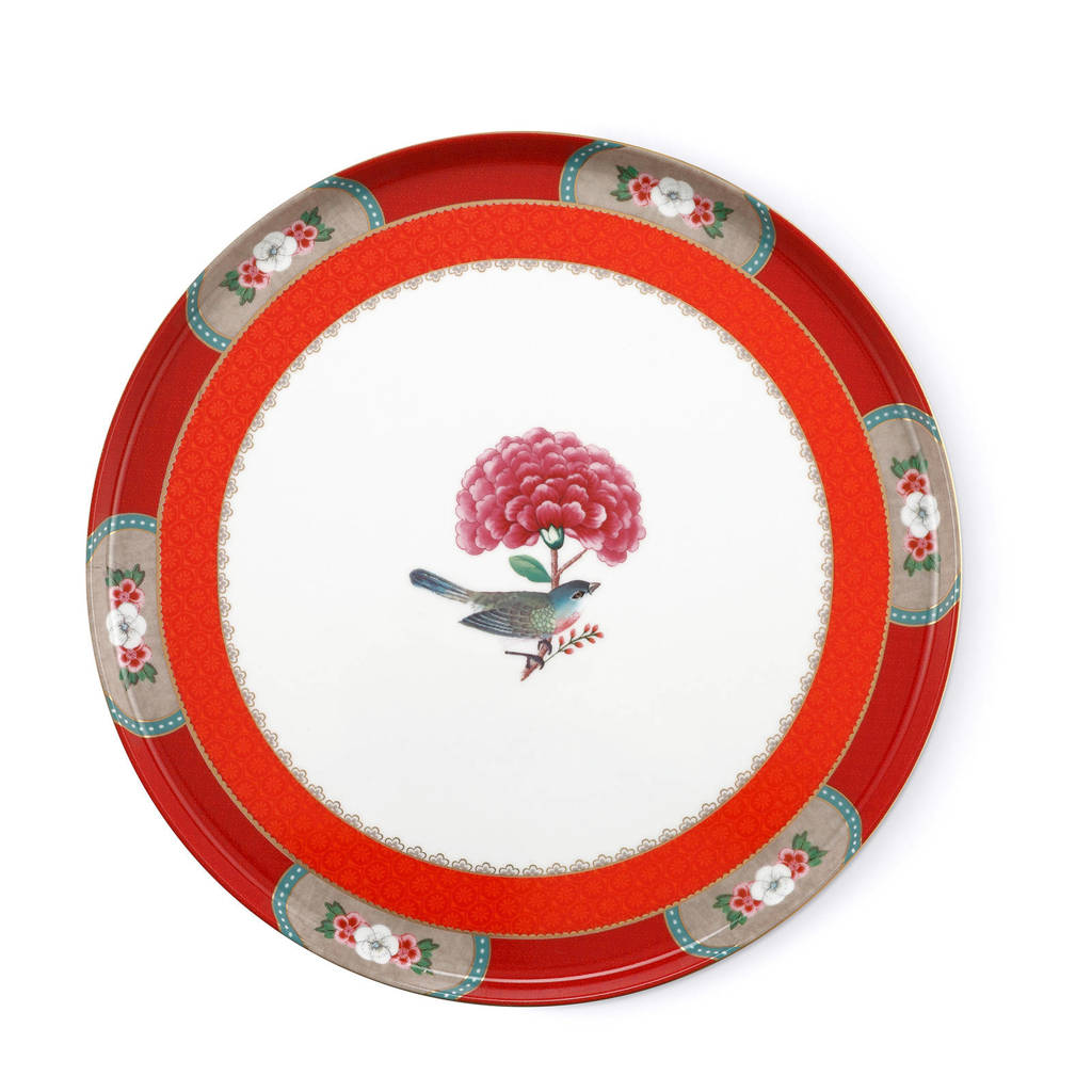 Pip Studio Blushing Birds taartplateau (Ø30,5 cm), Rood