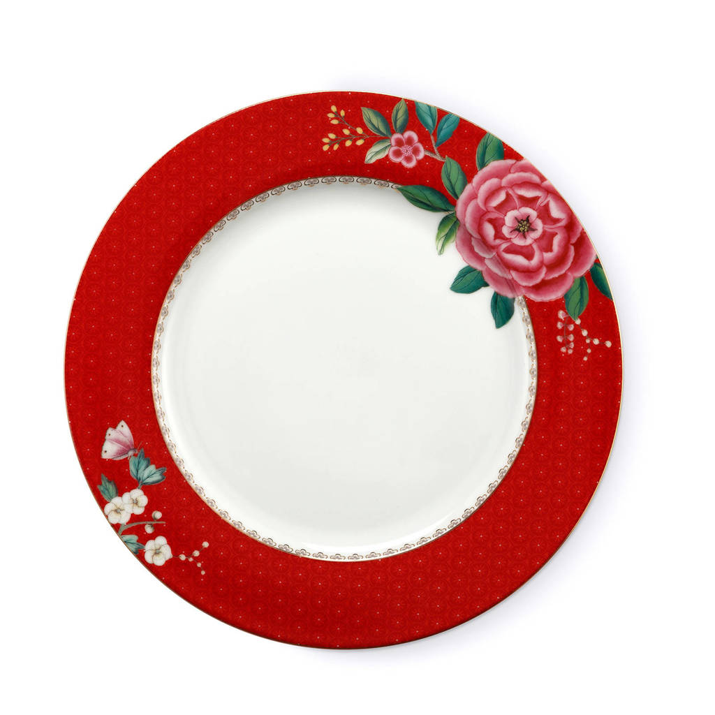 Pip Studio Blushing Birds dinerbord (Ø26,5 cm), Rood