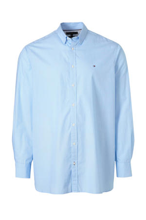 +size slim fit overhemd met all over print blauw/wit