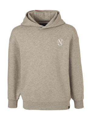 hoodie Kloe met logo grijs melange/rood/wit
