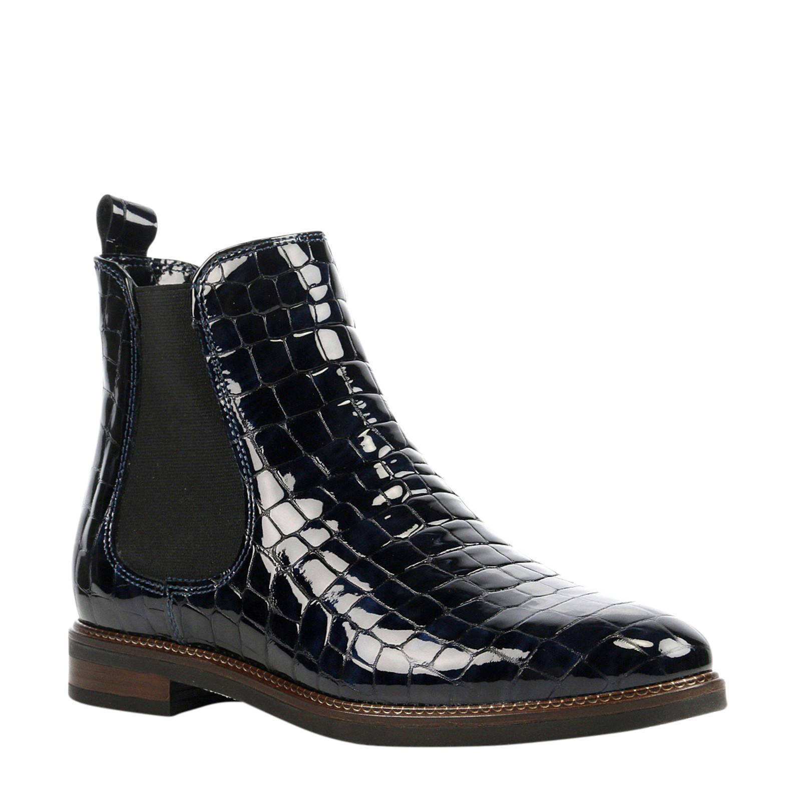 Stefano Lauran Rome leren chelsea boots crocoprint donkerblauw | wehkamp