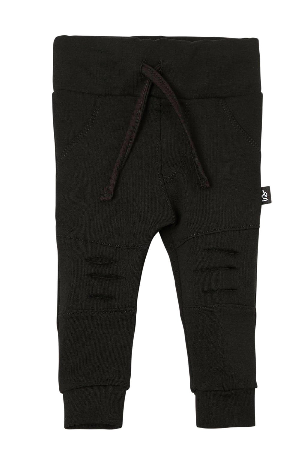 Zwarte jongens Babystyling broek van stretchkatoen met elastische tailleband