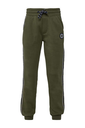joggingbroek met zijstreep donkergroen