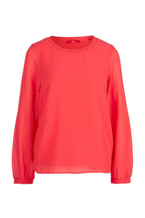 semi-transparante top koraalrood