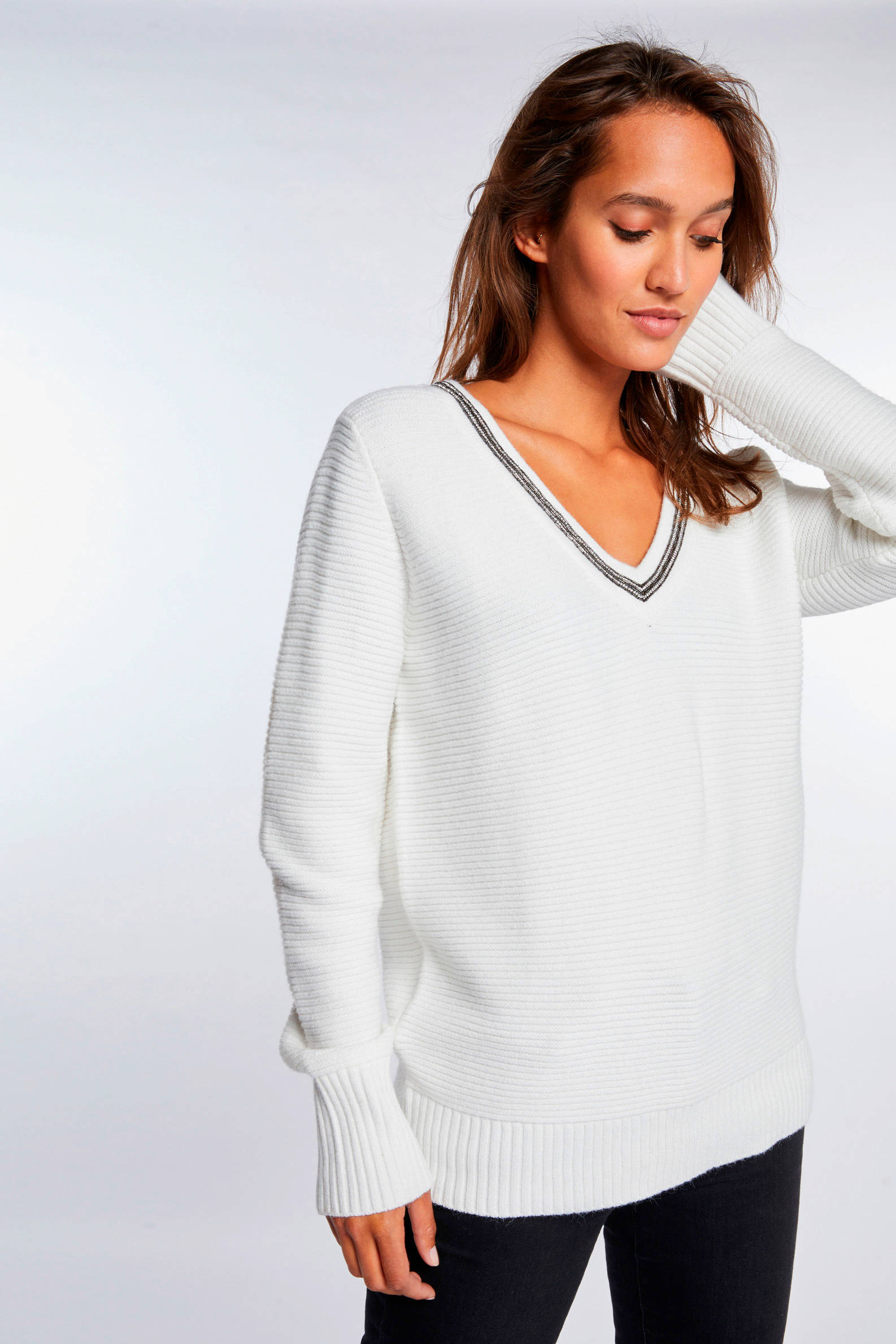 Morgan gebreide trui met kraaltjes gebroken wit | wehkamp Trui met kralen Gebroken wit DAMES | H&M NL