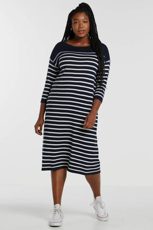 gestreepte jurk blauw/wit