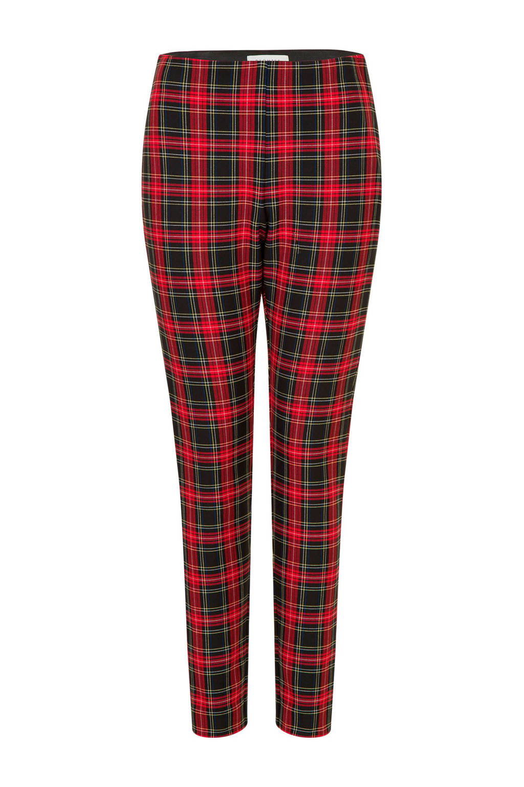 PROMISS geruite slim fit broek rood multi | wehkamp