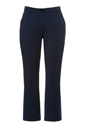straight fit pantalon met zijstreep blauw