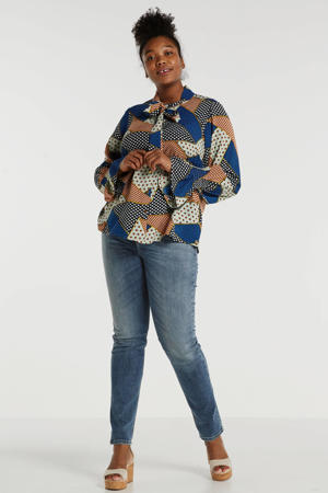 blouse Sandy met grafische print mintgroen