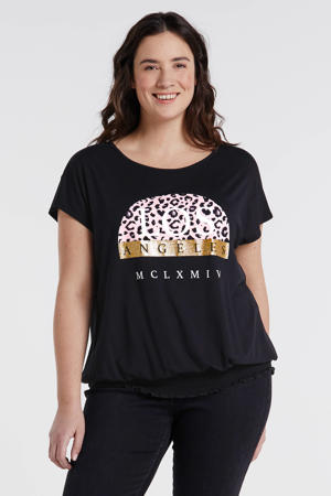 T-shirt Eliza met printopdruk zwart