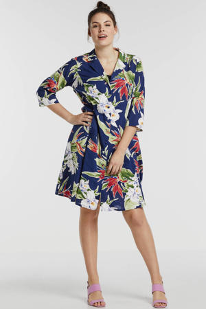 gebloemde blousejurk donkerblauw/multi