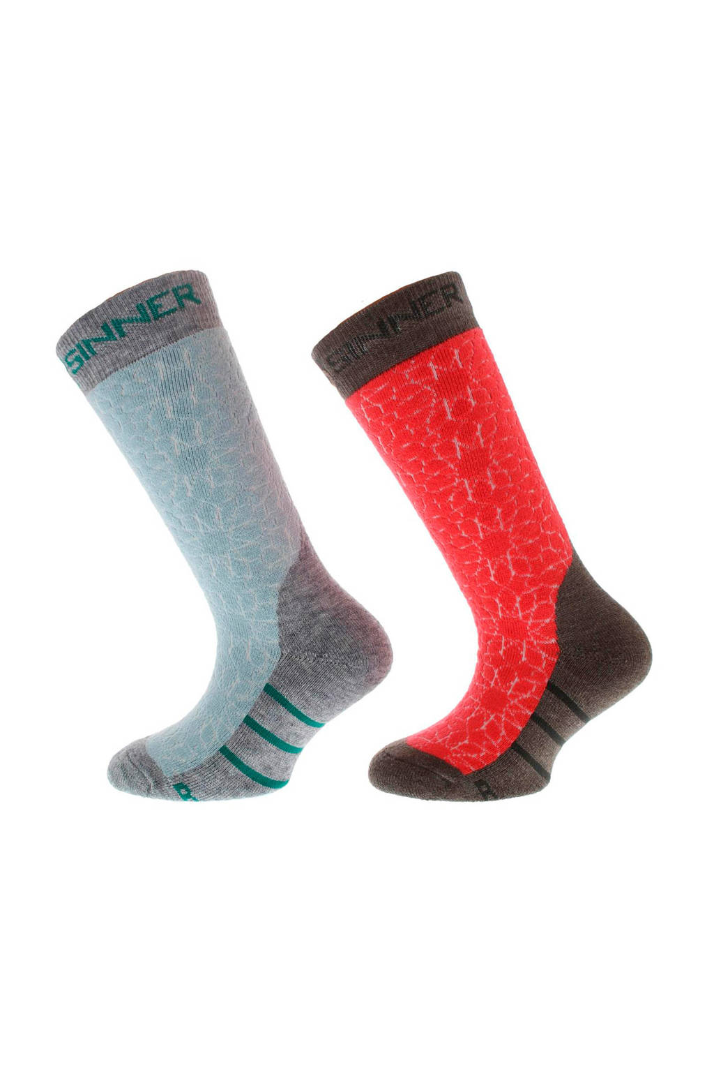 Sinner skisokken Stars roze/grijs/blauw, Roze