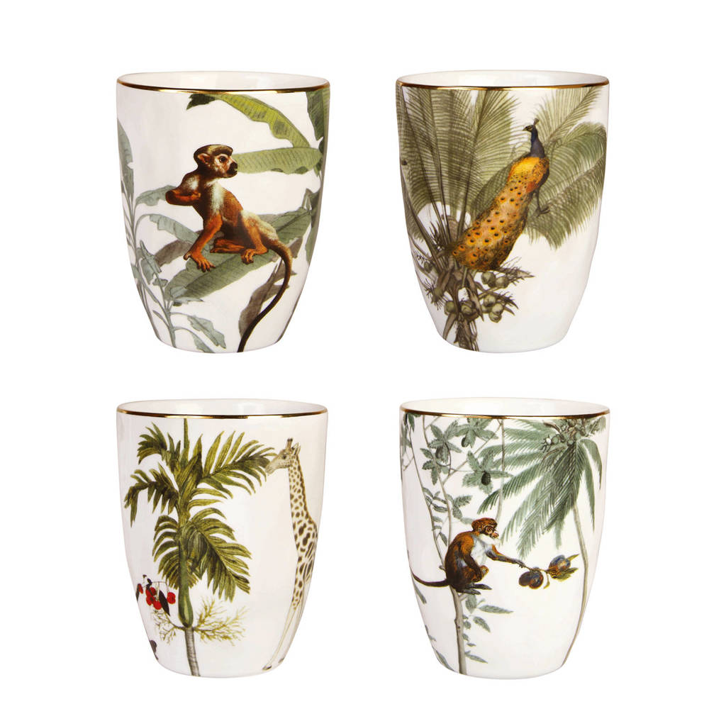 &k amsterdam Jungle mok (Ø16,5 cm) (set van 4), Multi
