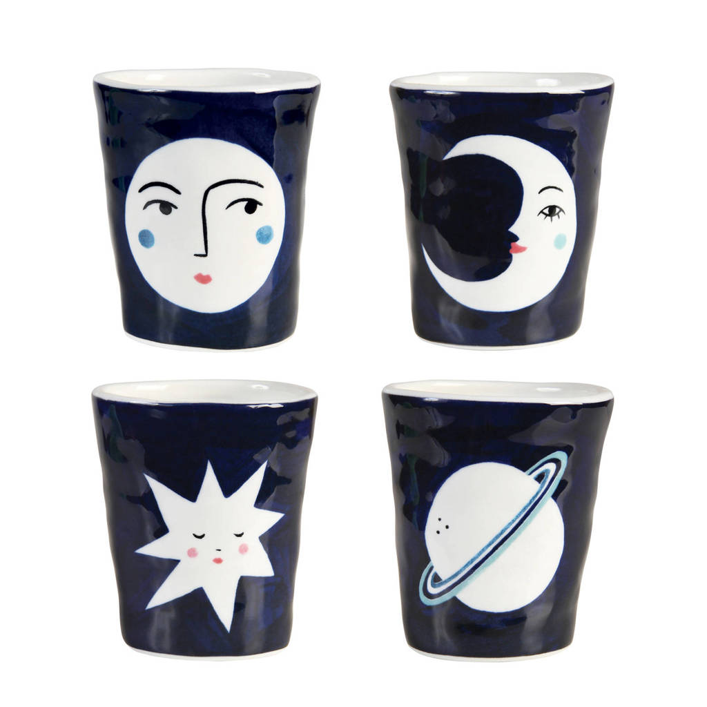 &k amsterdam Lisa mok (Ø7,5) (set van 4), Blauw
