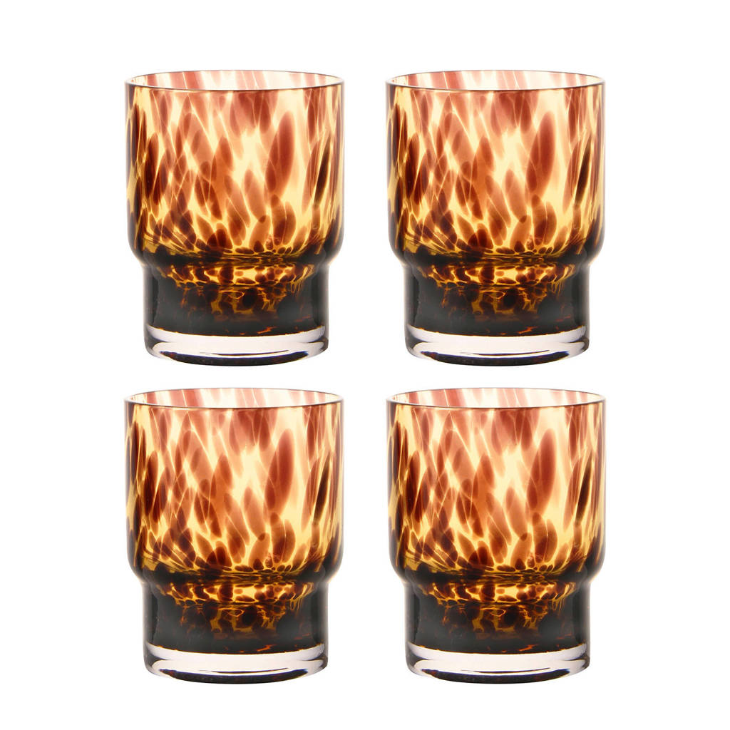 &k amsterdam Tortoise waterglas (set van 4), Bruin