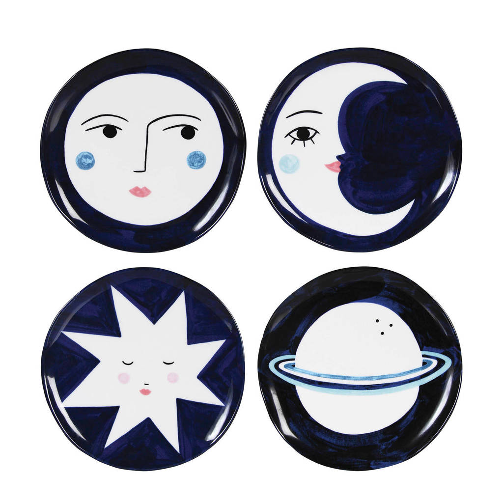 &k amsterdam Lisa ontbijtbord (Ø19,5 cm) (set van 4), Blauw