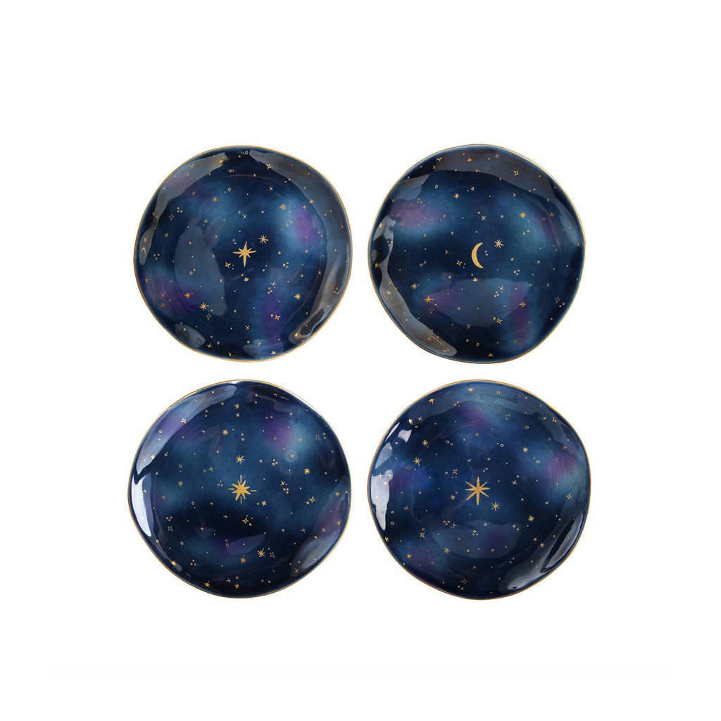 &k amsterdam Galaxy gebaksbord (Ø16 cm) (set van 4), Blauw