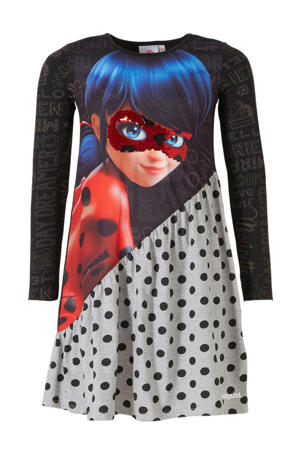 A-lijn jurk Ladybuy met printopdruk en pailletten zwart/grijs/rood