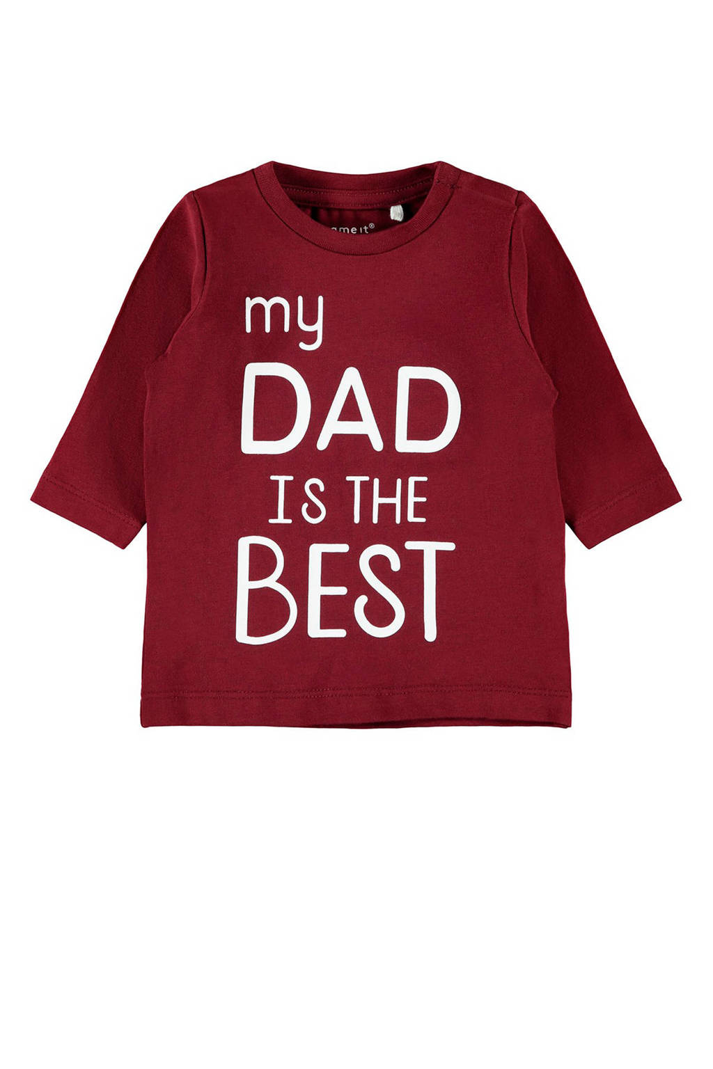 NAME IT BABY longsleeve met tekst donkerrood/wit, Donkerrood/wit